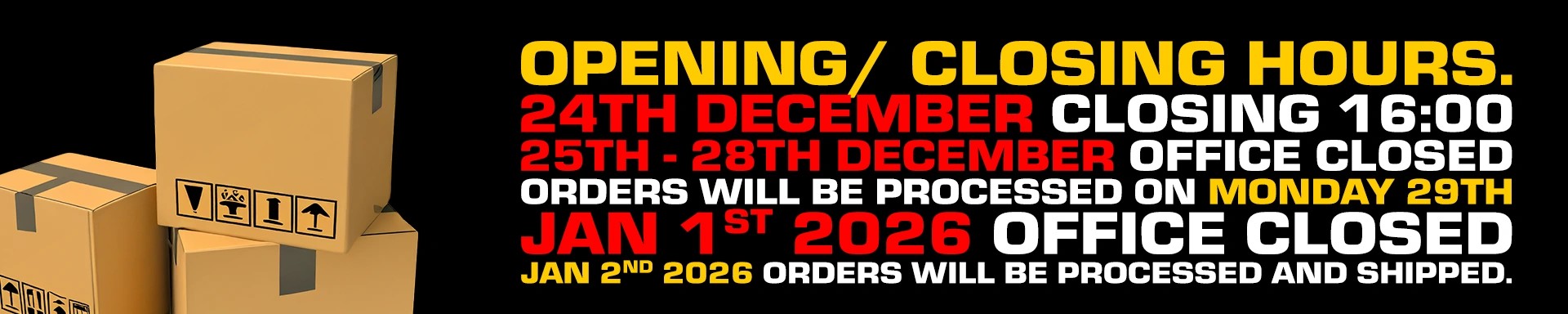 Opening times Winter Holydays 2025